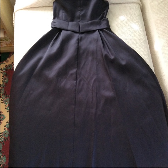 Tahari navy blue satin beaded full length formal dress gown - size 12 - Picture 7 of 8